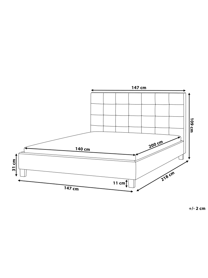 Beliani Doppelbett LA ROCHELLE in Grau - (W) 147 x (H) 109 x (L) 218 cm günstig kaufen onesize