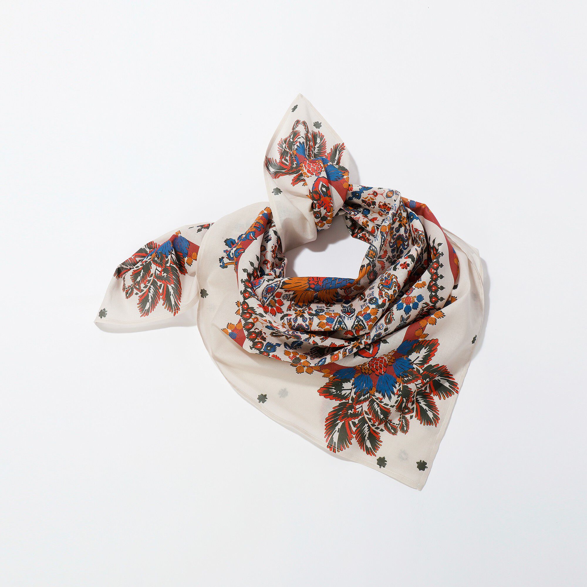 Foulard fabriqué en France imprimé petits motifs, 100 x 100 cm