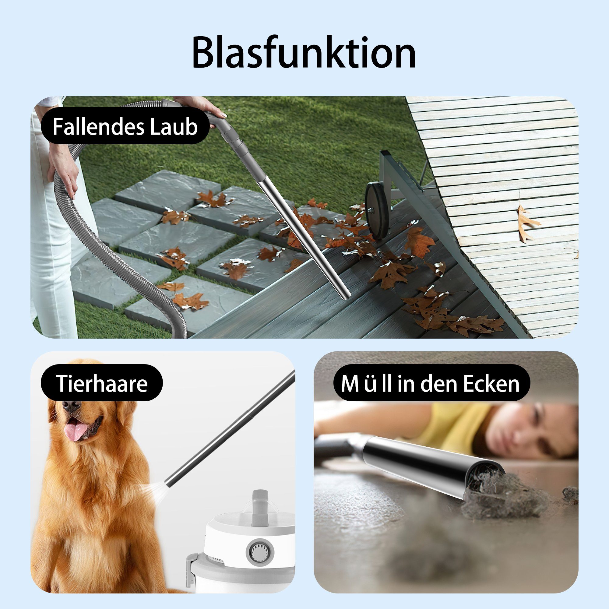 Mutoy Bodenstaubsauger Nass-Trockensauger 15 L Behälter, 3,5 kg leichter Staubsauger