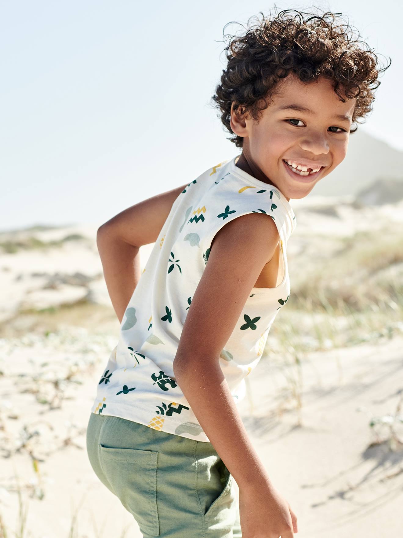 Débardeur maxi motifs garçon blanc imprimé