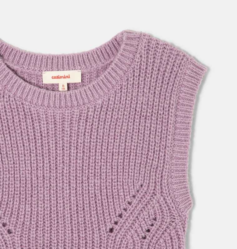 Pull débardeur fille maille tricot violet iris Catimini