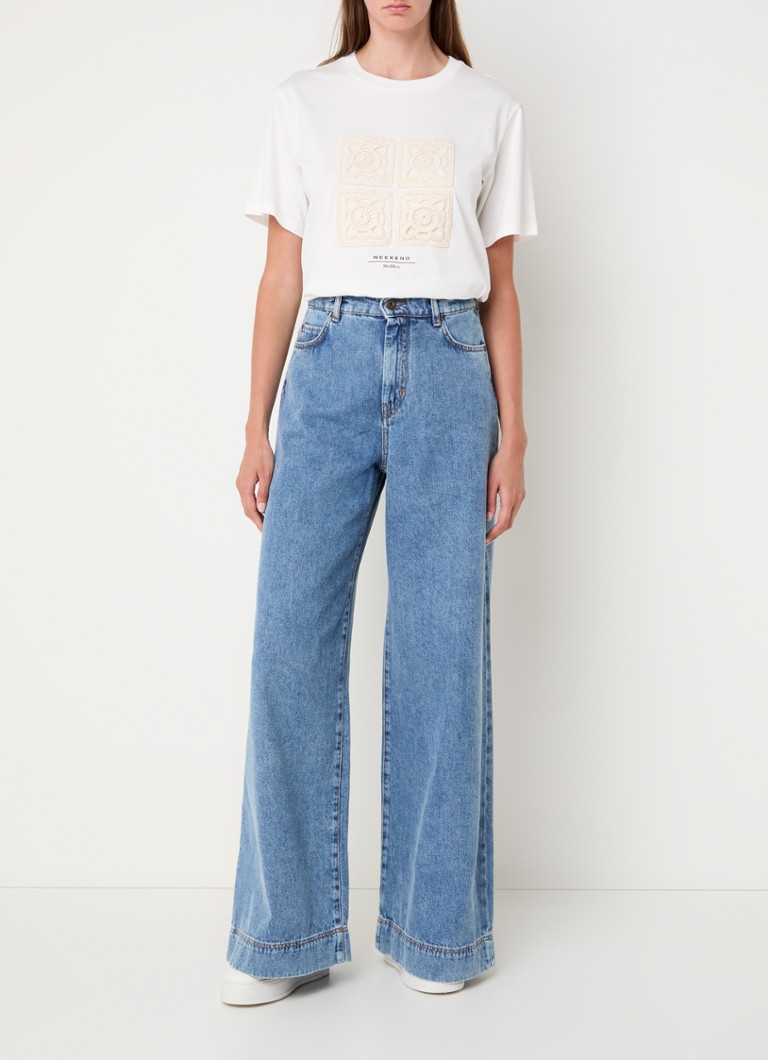 Jean MaxMara Vega taille haute à jambes larges, délavage clair