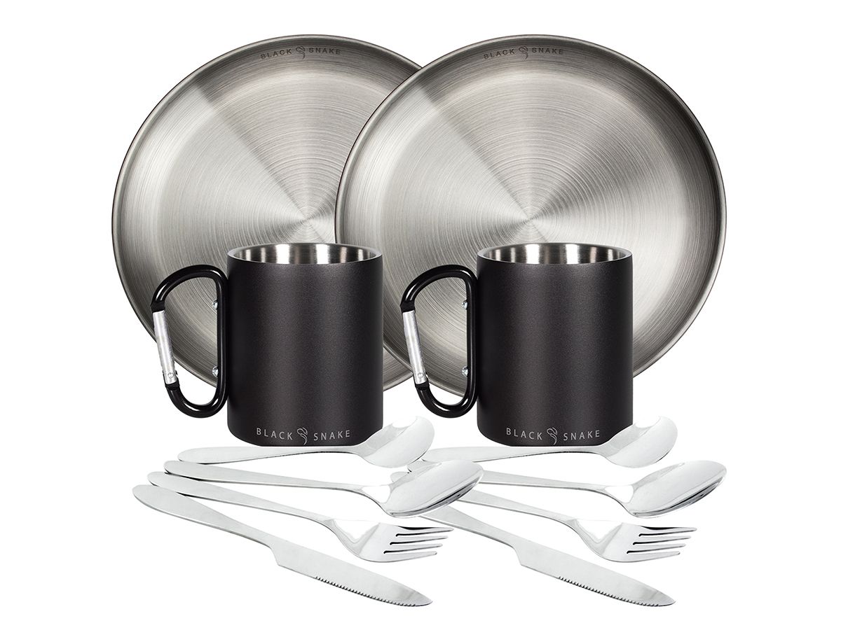 Black Snake 2-Personen Stahl Camping Set Teller