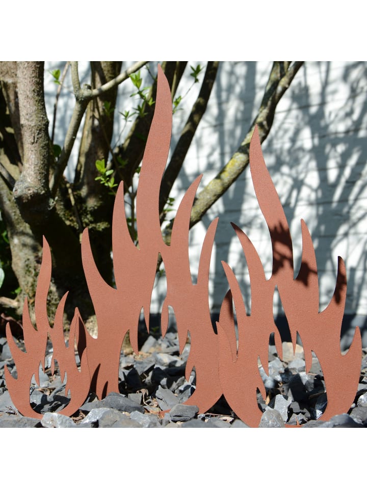 UNUS 3er Set Gartenstecker Rost Flammen in Braun günstig kaufen onesize