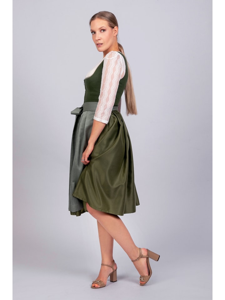Edelnice Midi Dirndl Anni Leinen in grün günstig kaufen