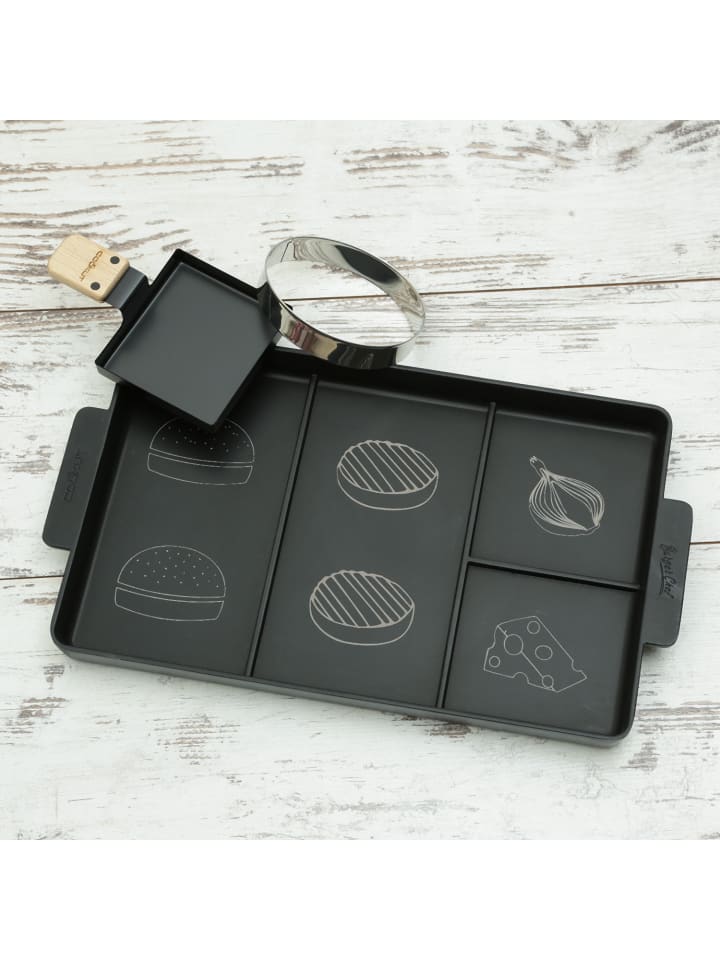 MARELIDA Cookut Burger Set 3in1 Burgerplatte/Burgerring/Pfanne 40x23cm in schwarz günstig kaufen onesize