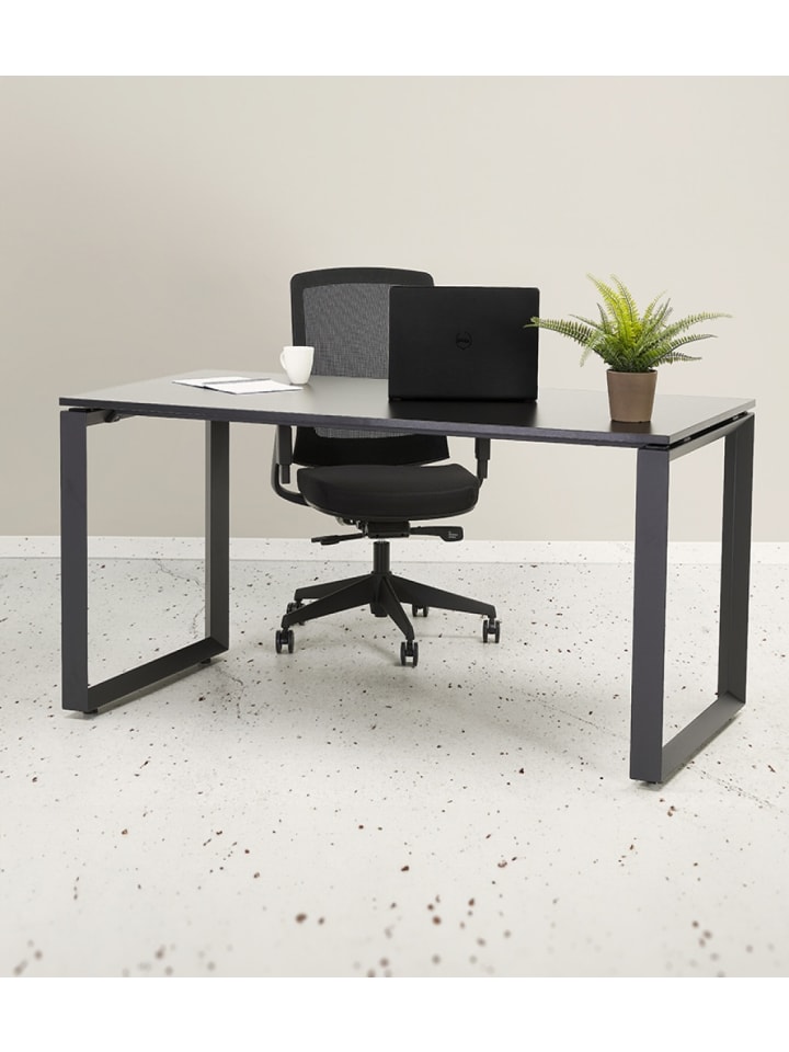 KADIMA DESIGN Bürotisch mit Walnussplatte aus Holz und Metall | Modern in Braun-Schwarz günstig kaufen
