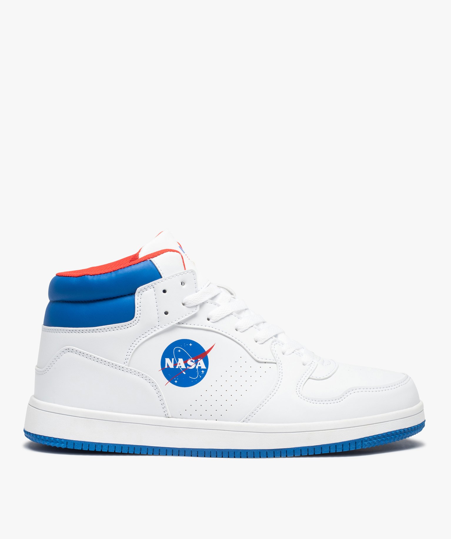 Baskets homme mid-cut bicolores à lacets – Nasa blanc | GEMO