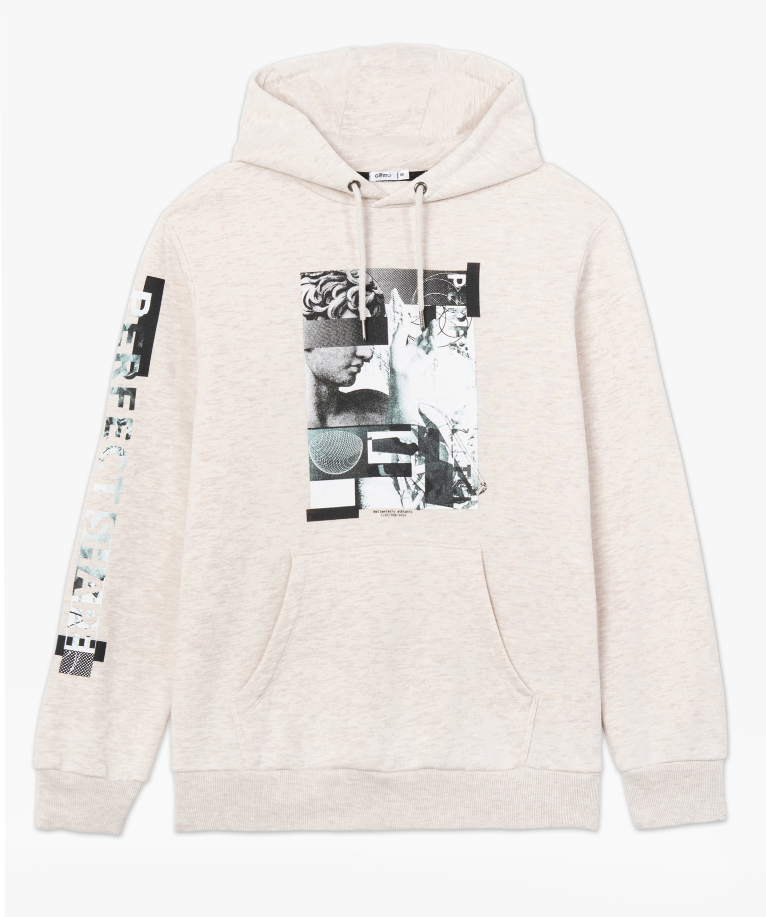 Sweat homme à capuche avec motif statue grecque beige | GEMO
