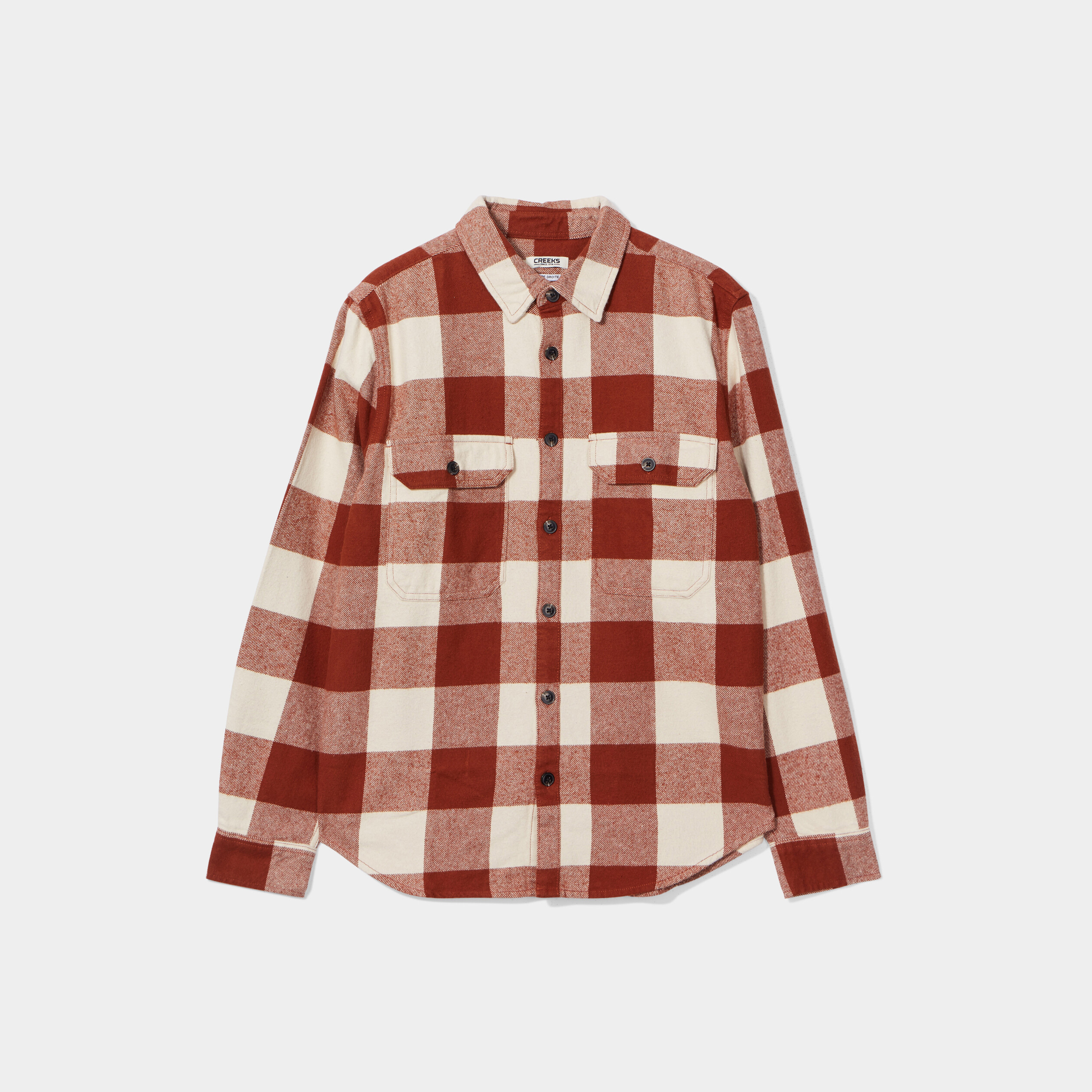 Surchemise coton manches longues Creeks terracotta homme | La Halle