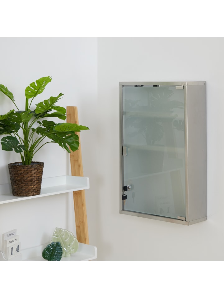 relaxdays Medizinschrank in Silber - (B)38 x (H)58 x (T)13 cm günstig kaufen onesize