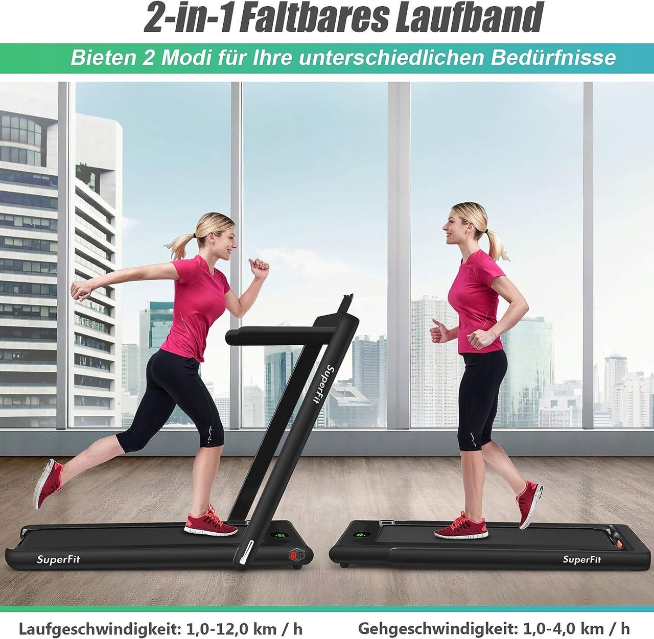 Costway 2 in 1 Laufband klappbar 2,25HP