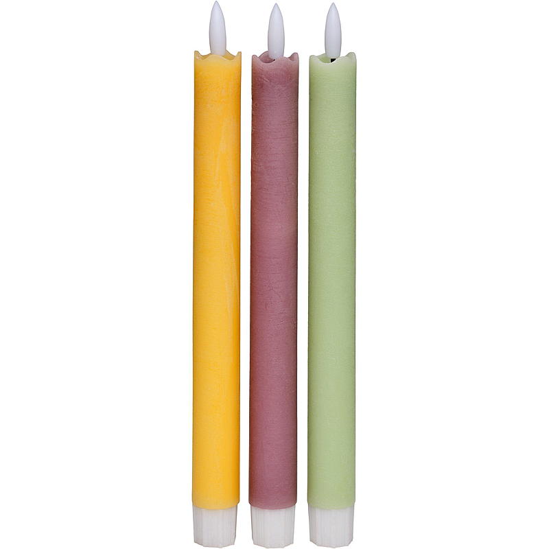 Vie Selected Kronelys 2-pk 24 cm LED timer gul