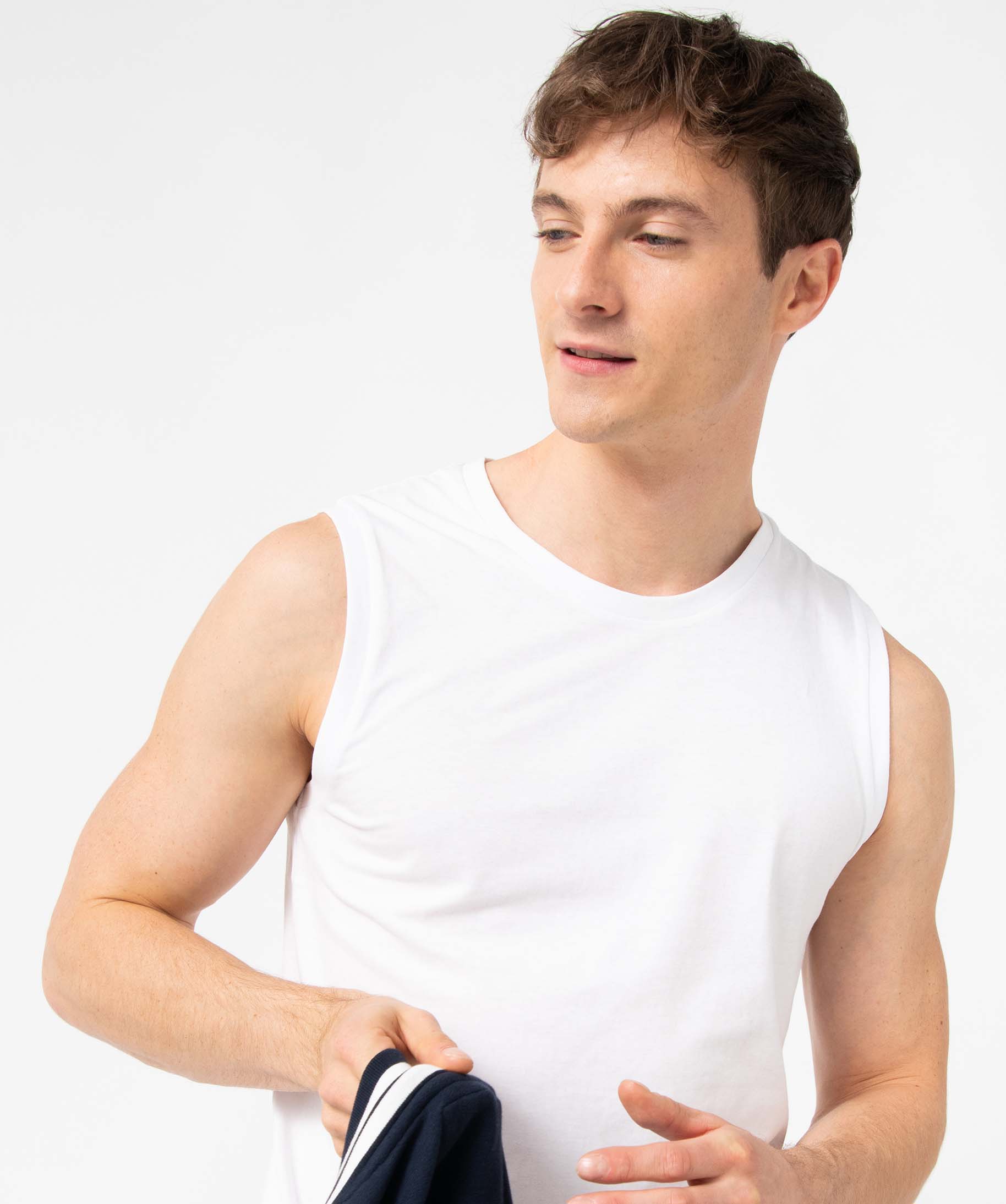 Débardeur homme à col rond blanc | GEMO