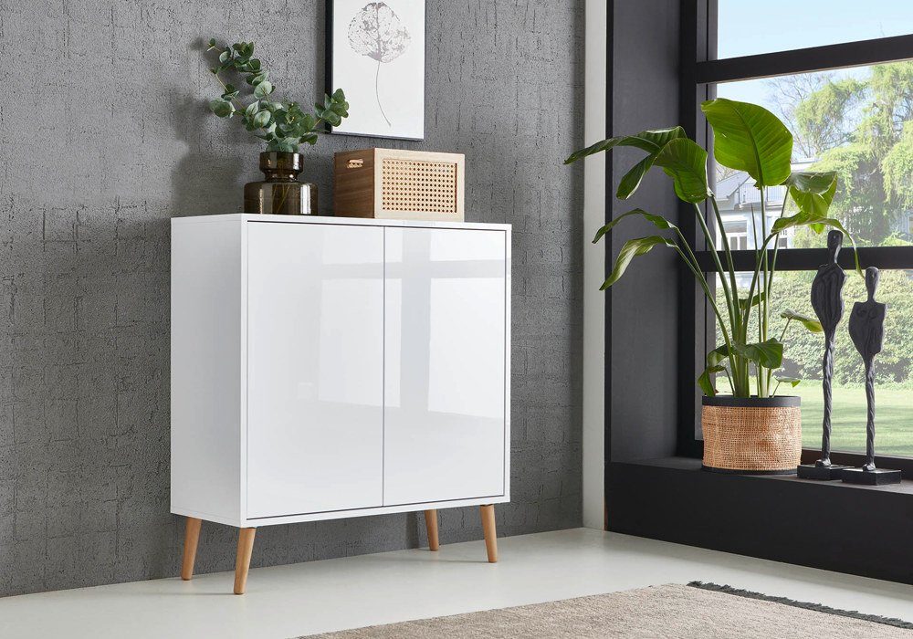 moebel-dich-auf Kommode BEN 4 (mit 4 Holzfüßen, in verschiedenen Farben), Push-to-open-Funktion