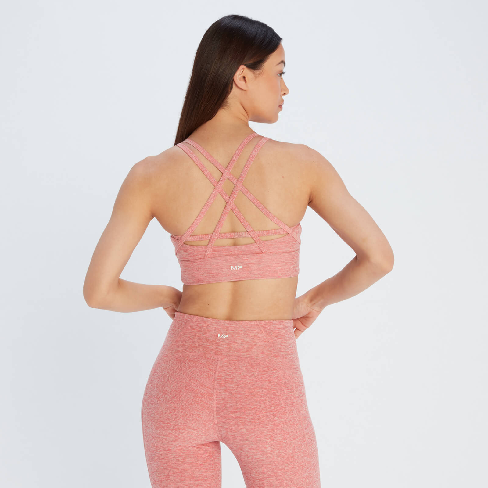 Brassière de sport à bretelles MP Composure pour femmes – Rose délavé chiné