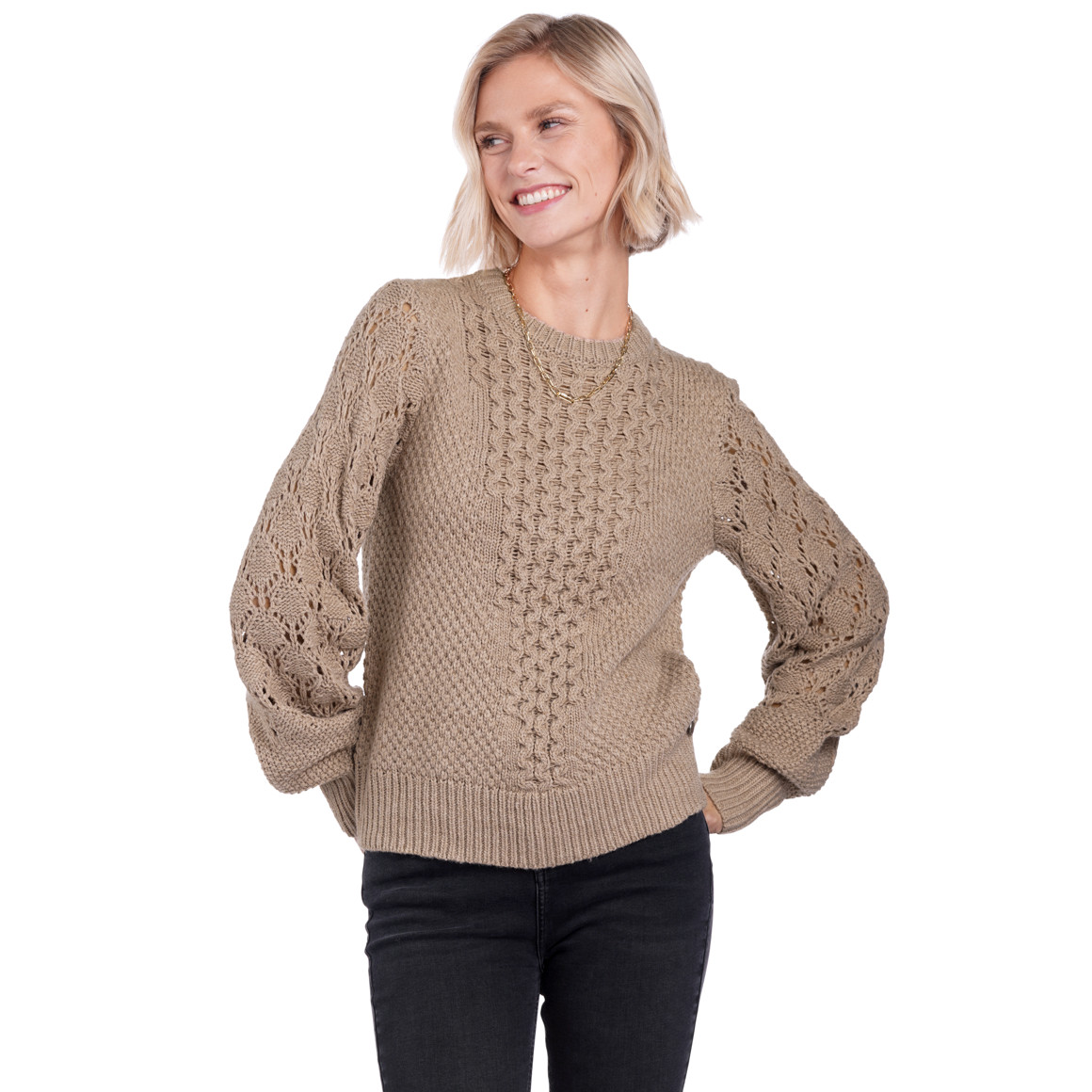 Damen Strickpullover mit Loch-Strick