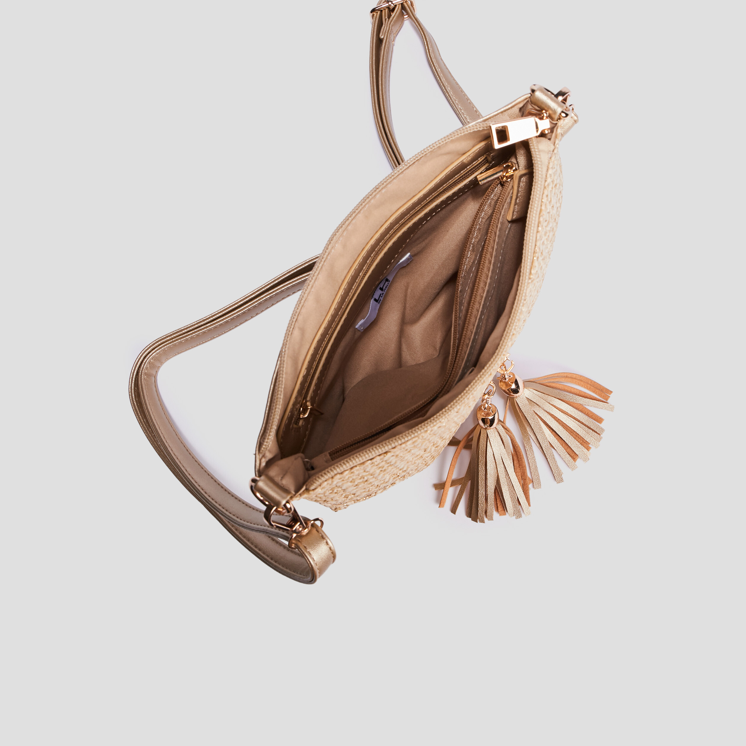 Sac pochette à pampilles bandoulière sable femme | La Halle