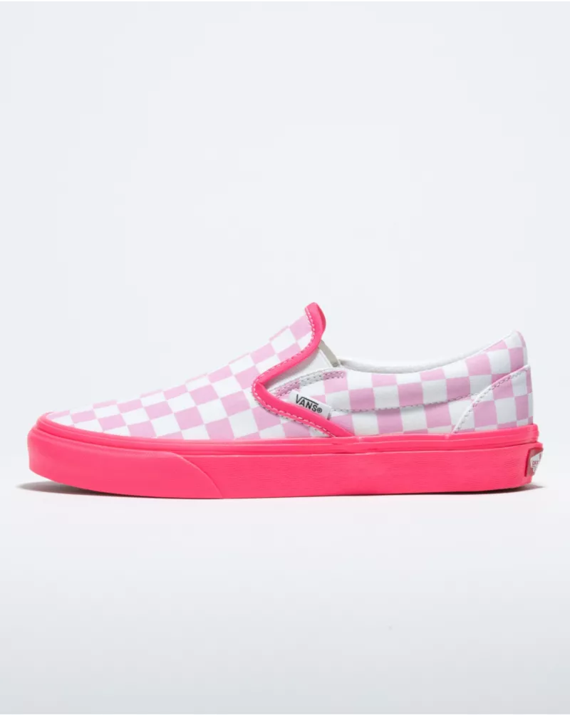 Customs Neon Pink Checkerboard Slip-On Wide