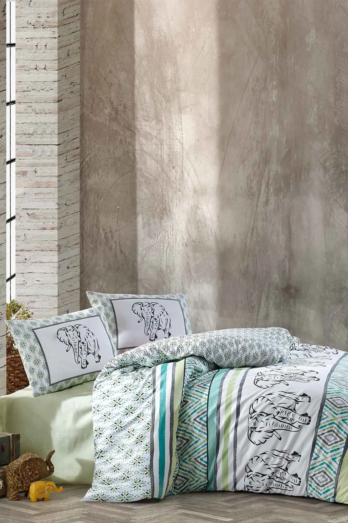 Elart  Breeze of Peace Bettbezug-Set für Einzelbett, 100 % natürliche Baumwolle, Ranforce, 3-teilig