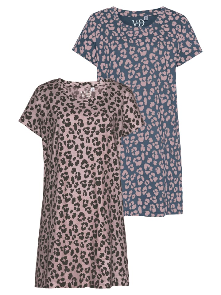 VIVANCE DREAMS Sleepshirt in mauve-dunkles anthrazitblau gemustert günstig kaufen 32/34