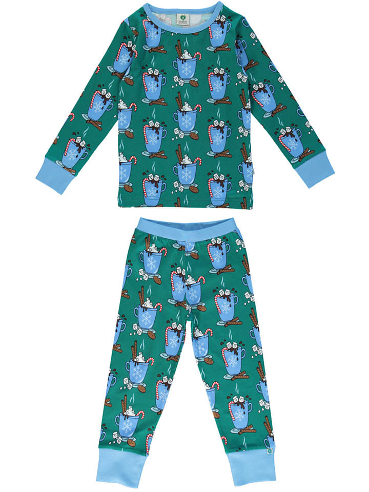 Småfolk Pyjama in Grün/ Blau günstig kaufen