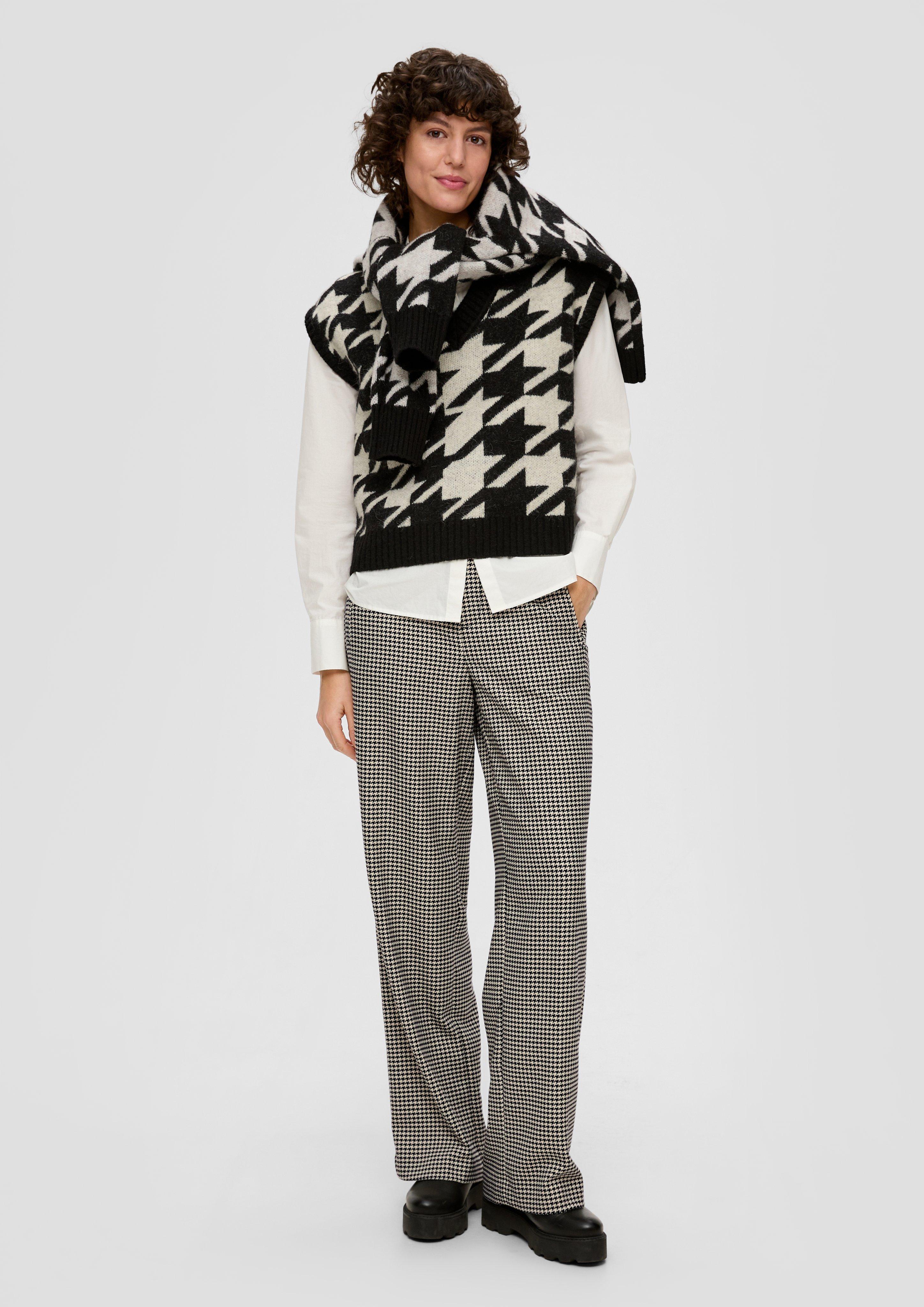 Regular: Wide Leg-Hose mit Hahnentrittmuster  2144708-99R8