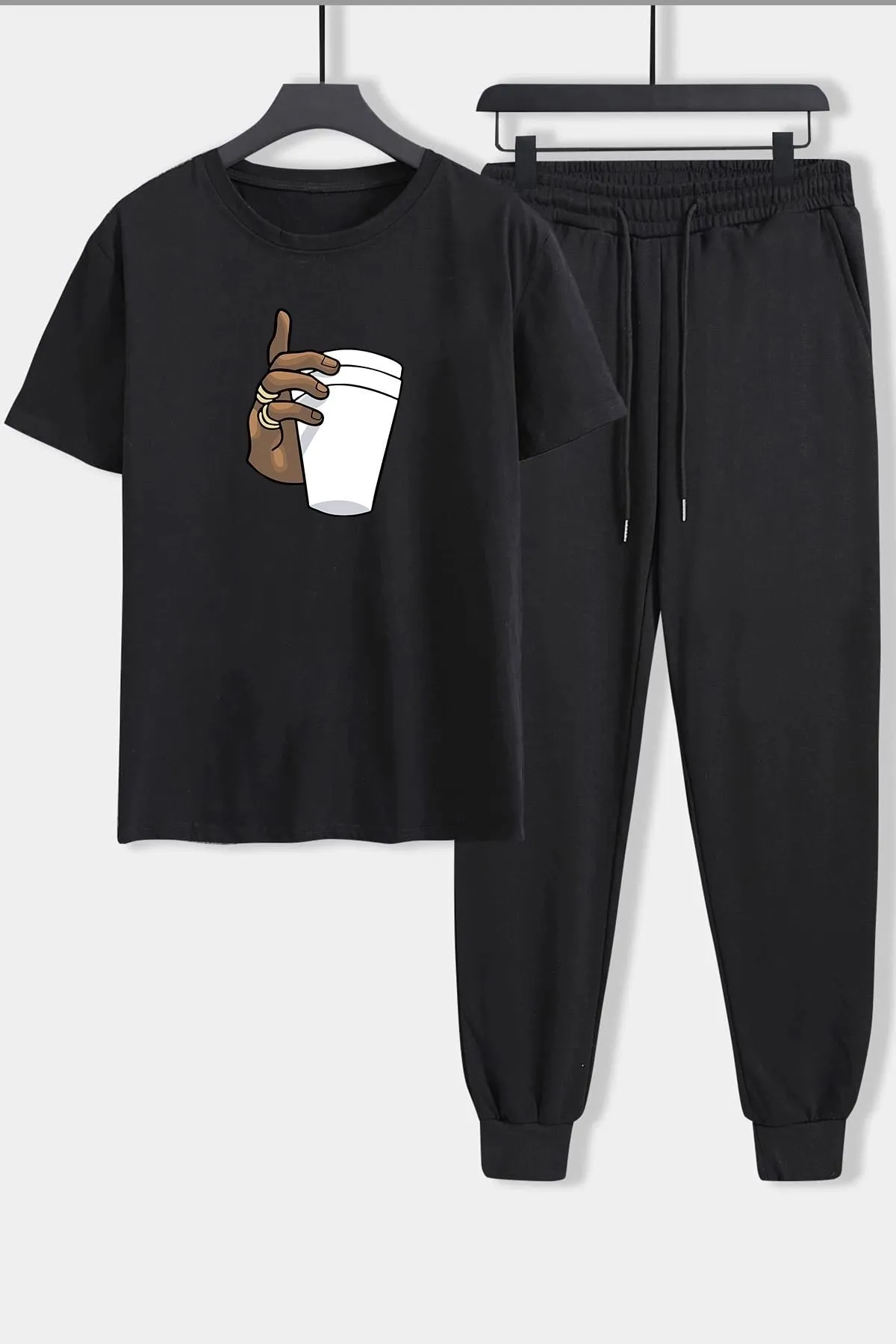 uyguntarz  Unisex Tupac Coffee 2-teiliges Trainingsanzug-Set