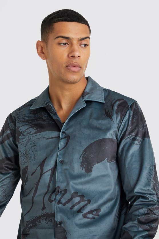 Langärmliges Velour-Hemd