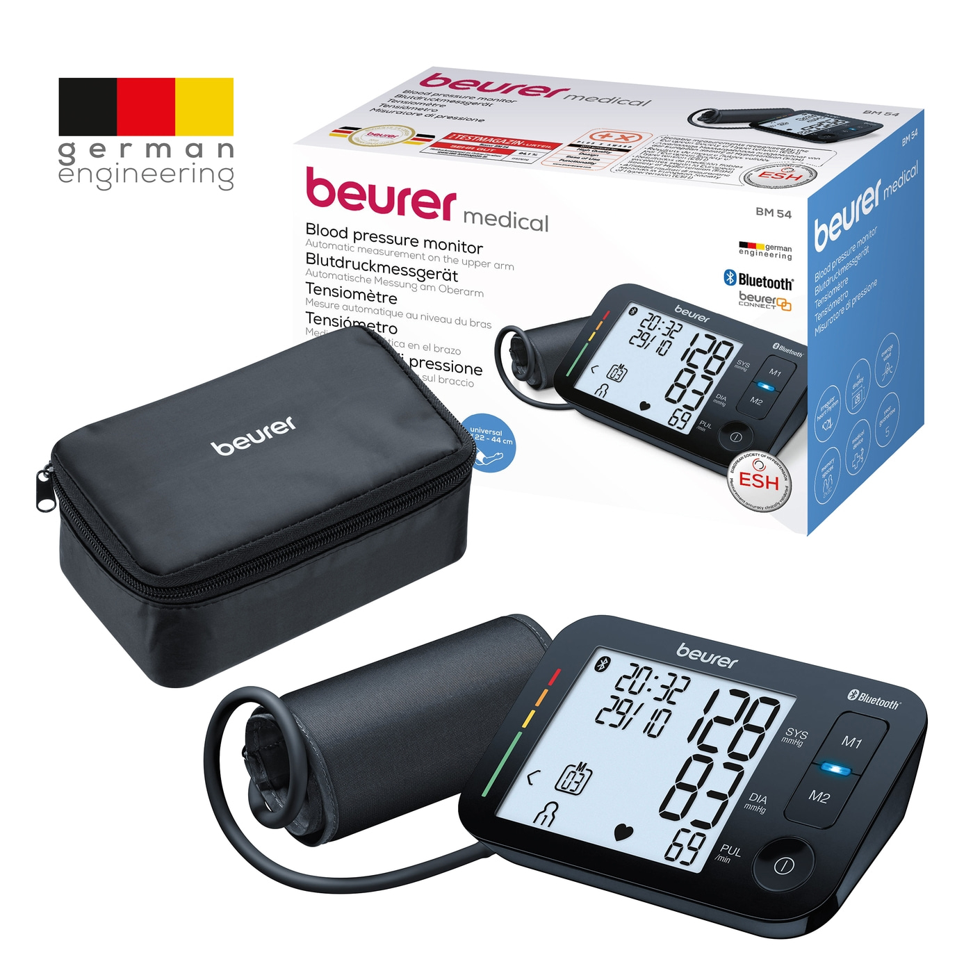 Beurer Oberam-Blutdruck-messgerät BM 54-Bluetooth® Oberarm-Blutdruckmessgerät mit Risiko-Indikator