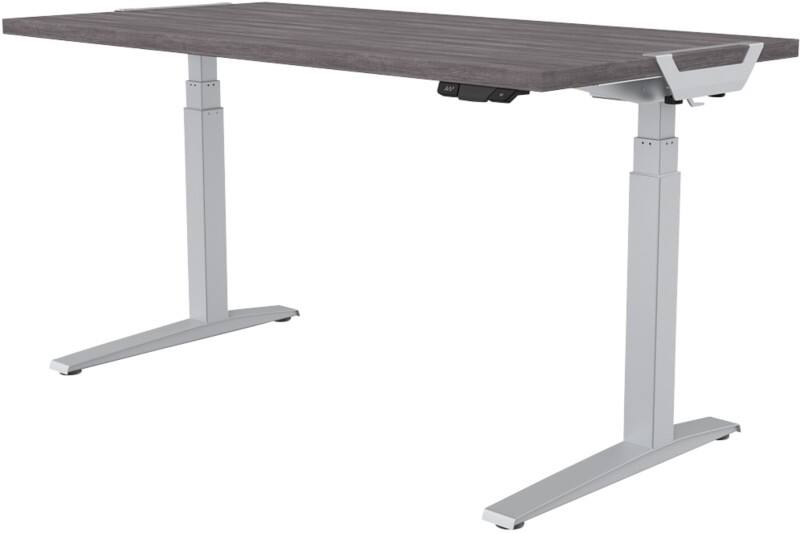 Fellowes Levado Elektrisch Höhenverstellbar Sitz-Stehschreibtisch Rechteckig Eiche T-Fuß 1.829 (B) x 698 (T) x 1.257 (H) mm MFC (Melaminbeschichtete Spanplatte), PVC (Polyvinylchlorid), Stahl