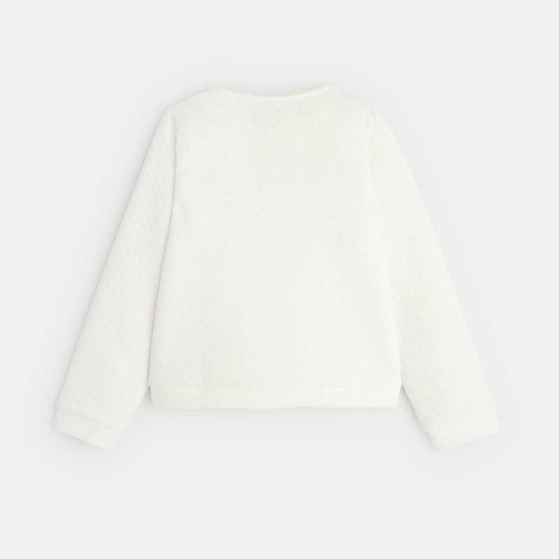 Sweat-shirt doublé en polaire sherpa blanc fille