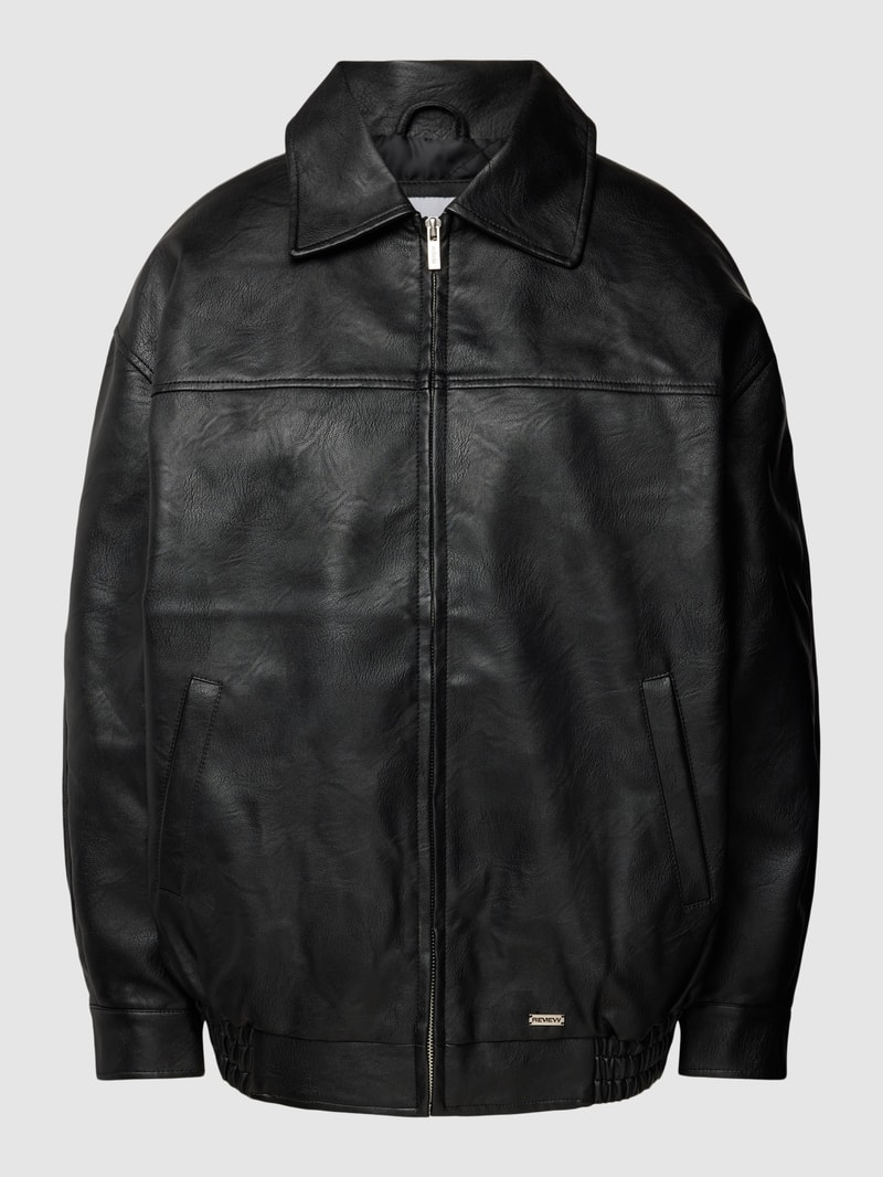 Jacke in Leder-Optik in schwarz