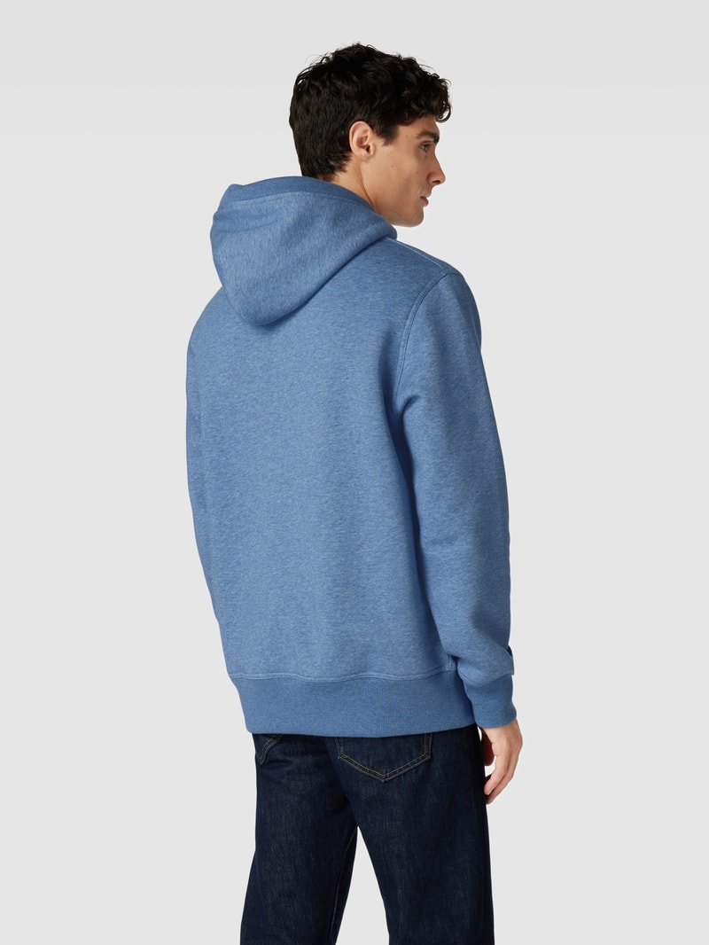 Hoodie mit Label-Stitching Modell 'ARCHIVE SHIELD' in ozean blau meliert