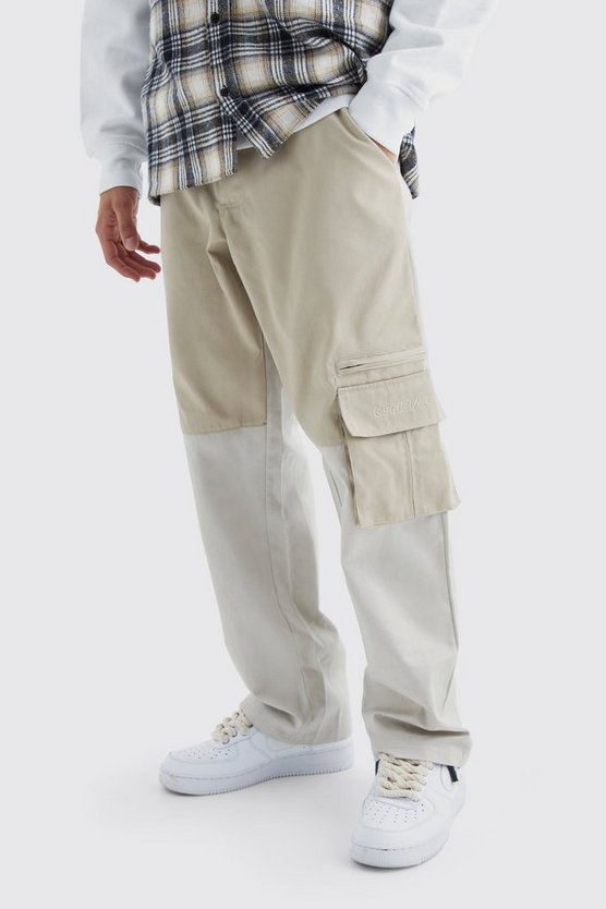 Lockere Colorblock Cargo-Hose mit Official-Logo