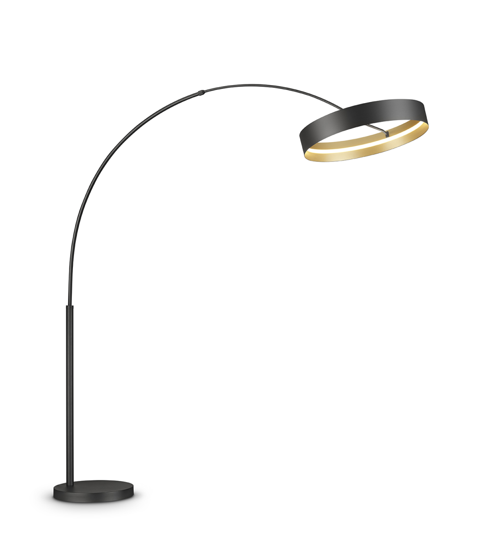 Bogenstehleuchte Loop Schwarz-Gold