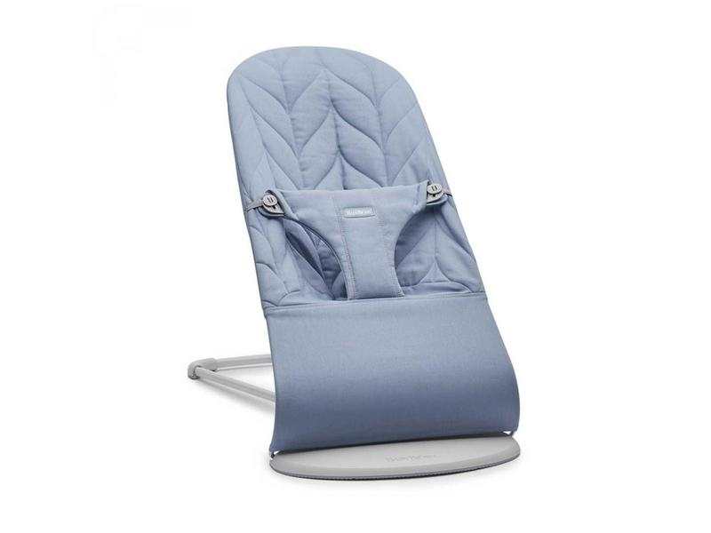 Transat Bliss bleu en coton, matelassage Pétale et cadre gris clair