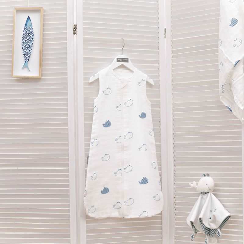 Gigoteuse en lange coton bio 0-6 mois Blue baleine