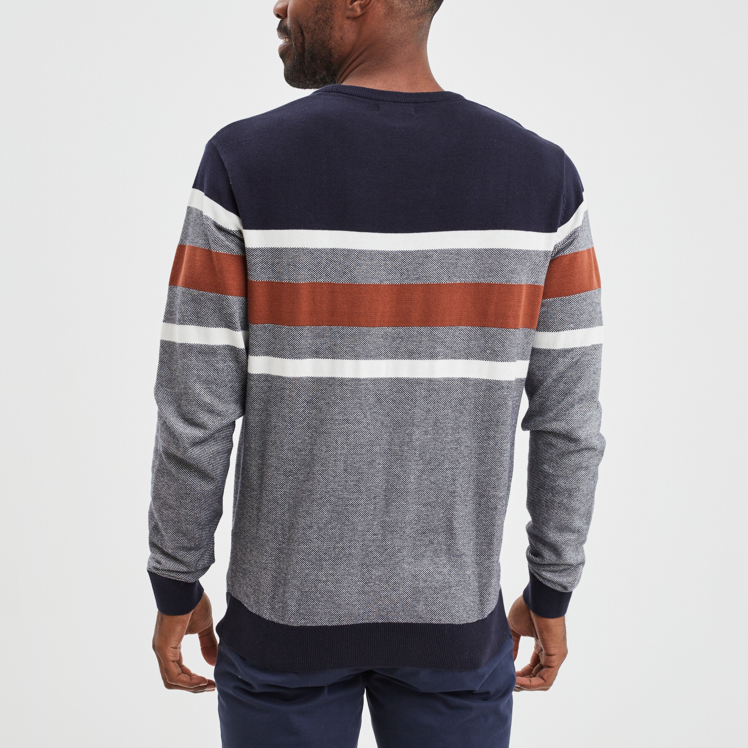Pull col rond manches longues multicolore homme | La Halle