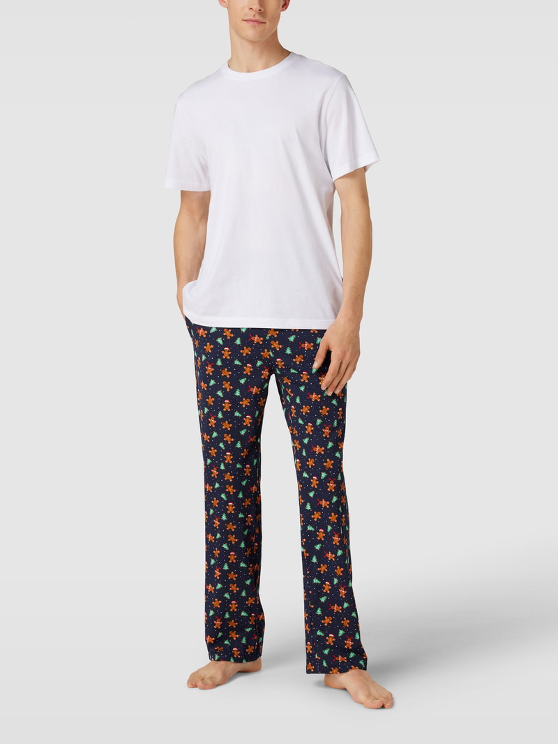 Pyjama-Hose mit Allover-Muster in mittelbraun
