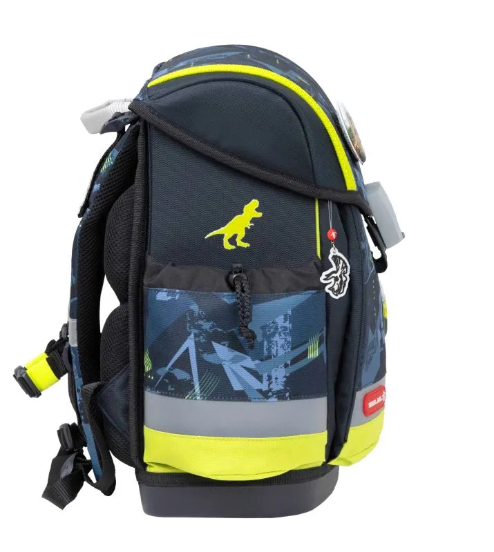 Belmil Classy Plus Schulranzen Set 5-teilig mit Brustgurt - T-Rex Lime