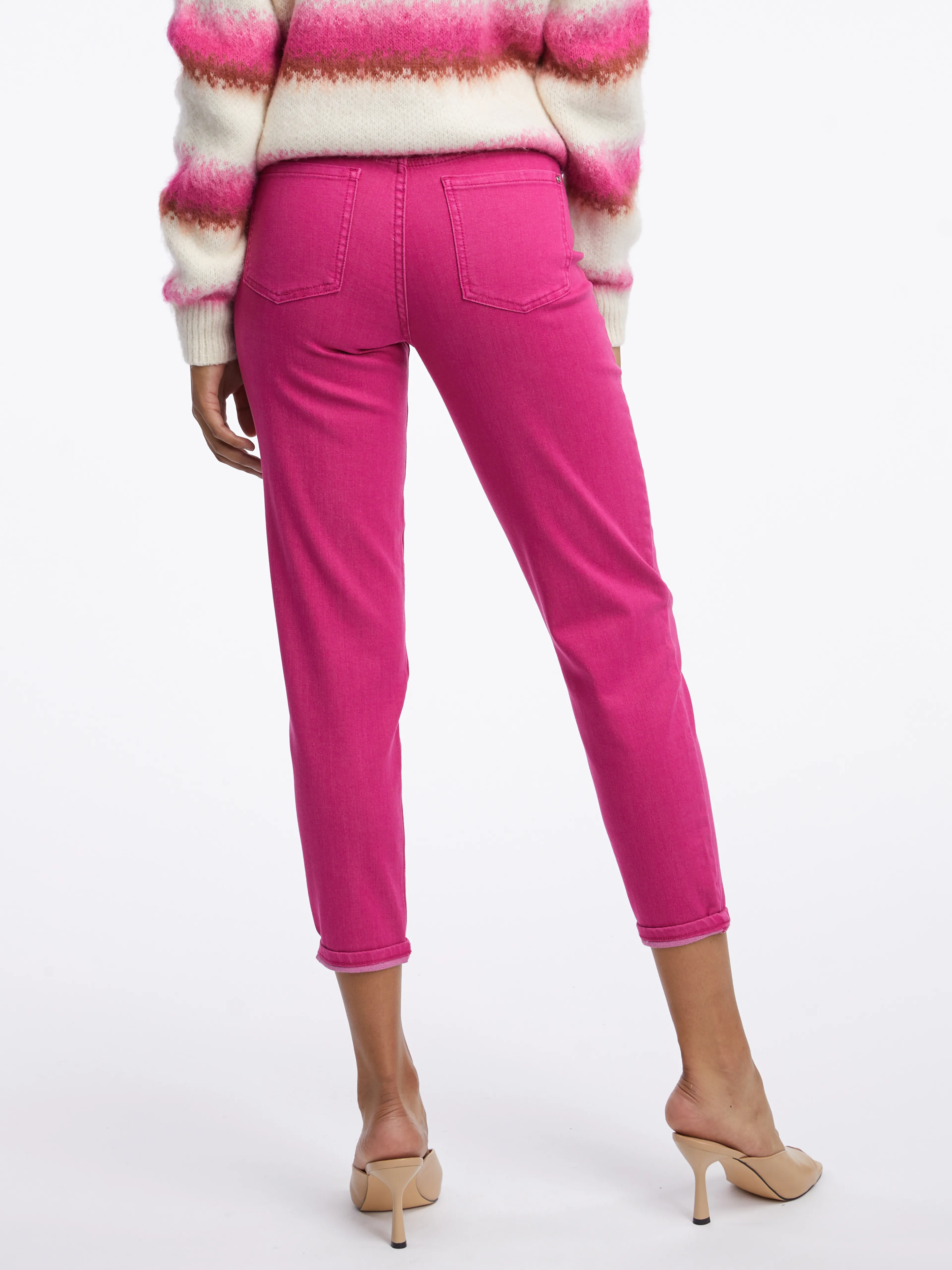 Dunkelrosa Cropped Mom Fit Damenjeans ORSAY