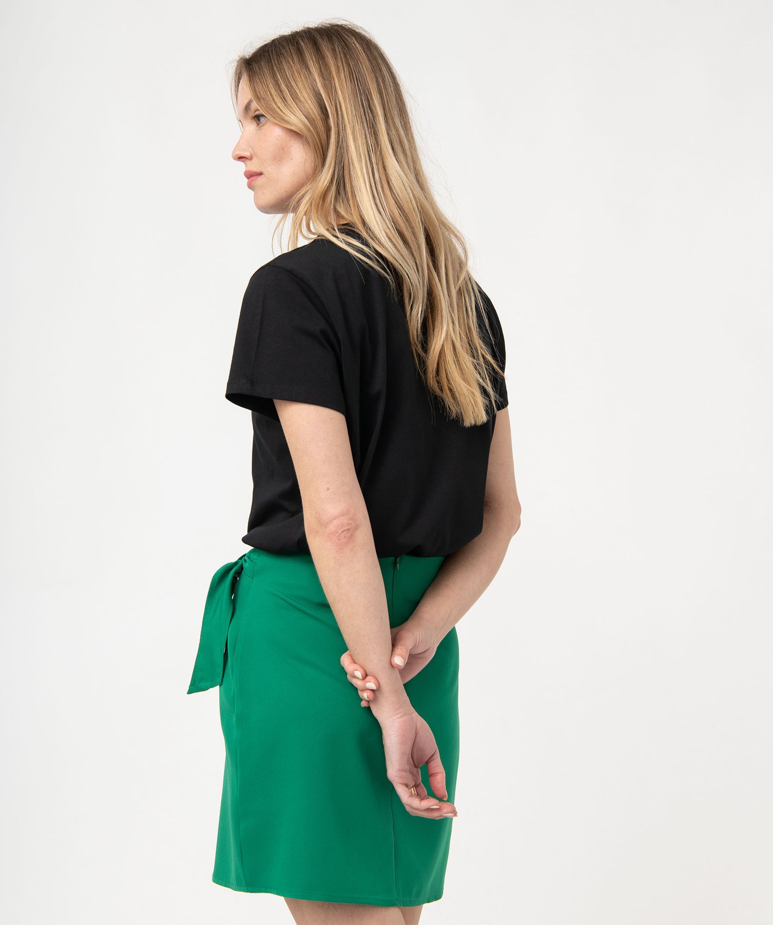 Tee-shirt droit à manches courtes et strass femme noir | GEMO