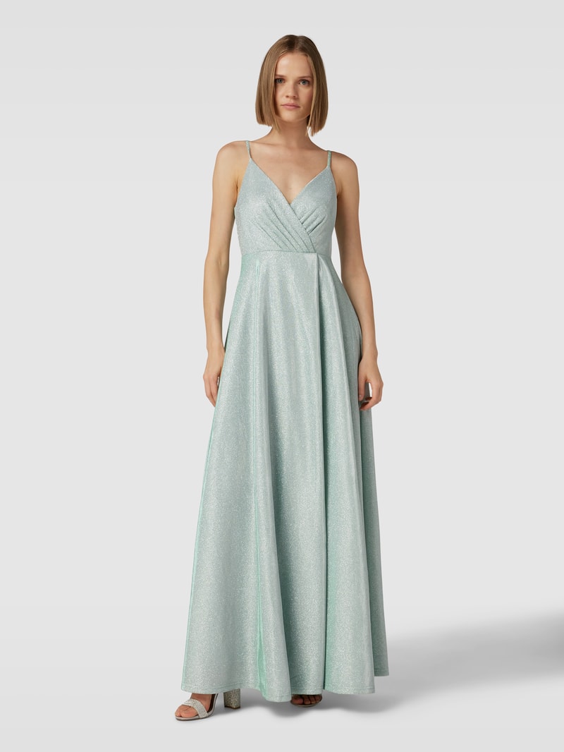 Abendkleid mit Glitzermesh in schilf