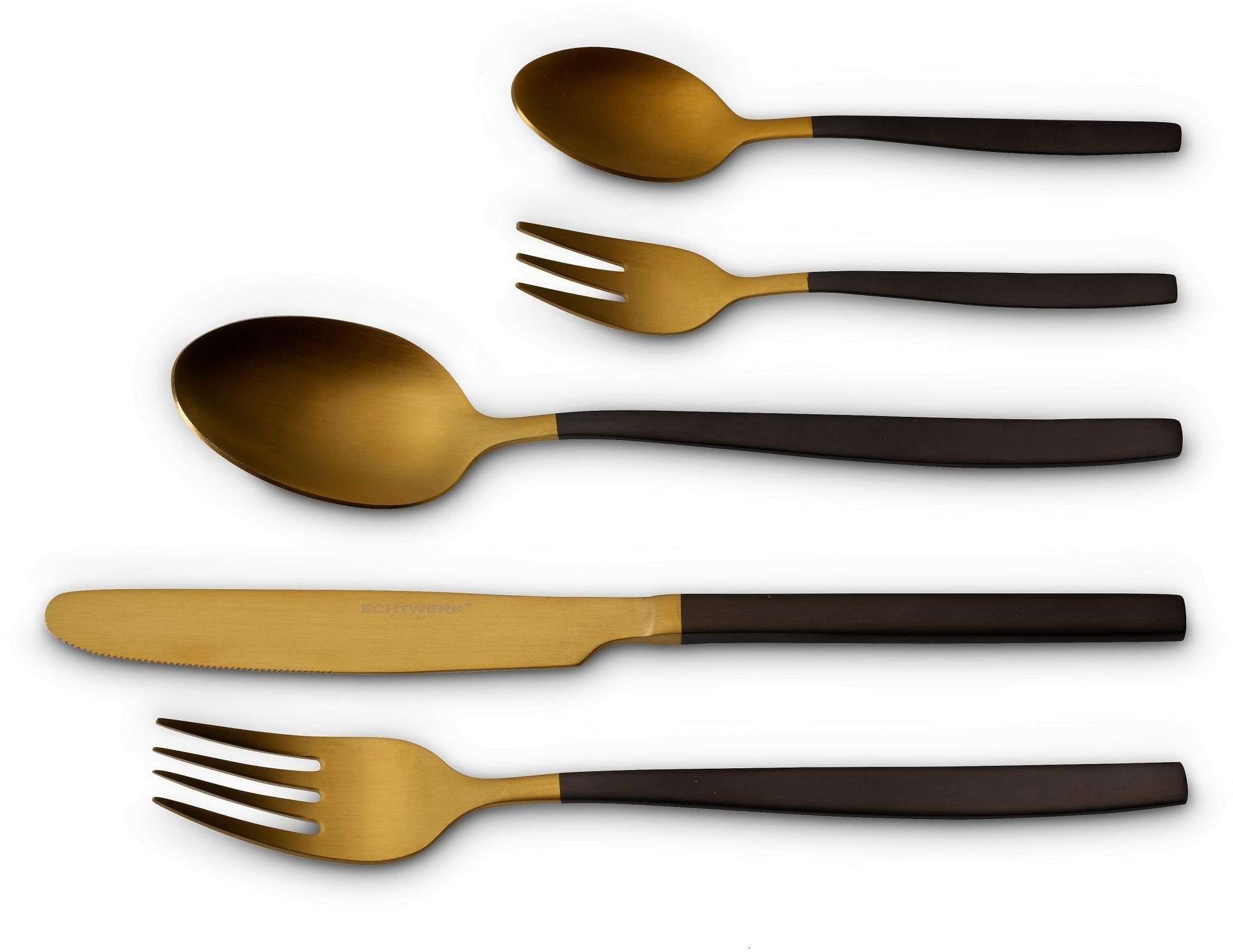 ECHTWERK Besteck-Set Positano Due, Edelstahl 18/10, zweifarbig, (PVD-beschichtet), Kopf gold mattiert