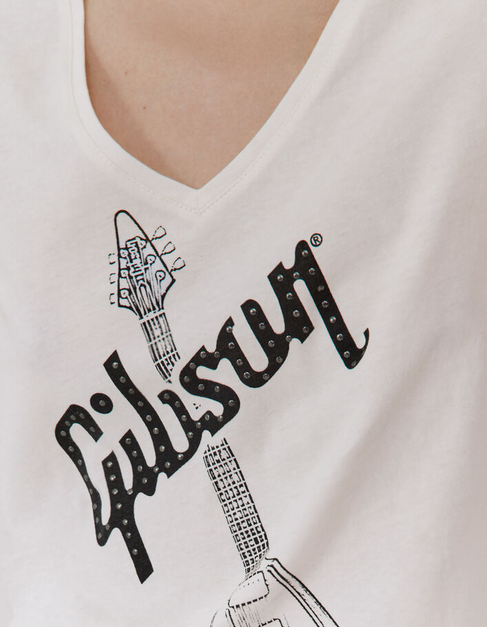 Tee-shirt blanc guitare électrique GIBSON Femme