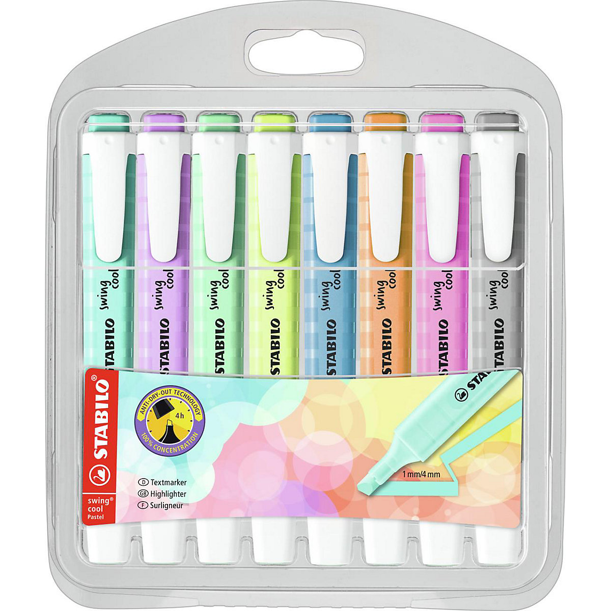 Textmarker swing cool Pastel, 8 Farben
