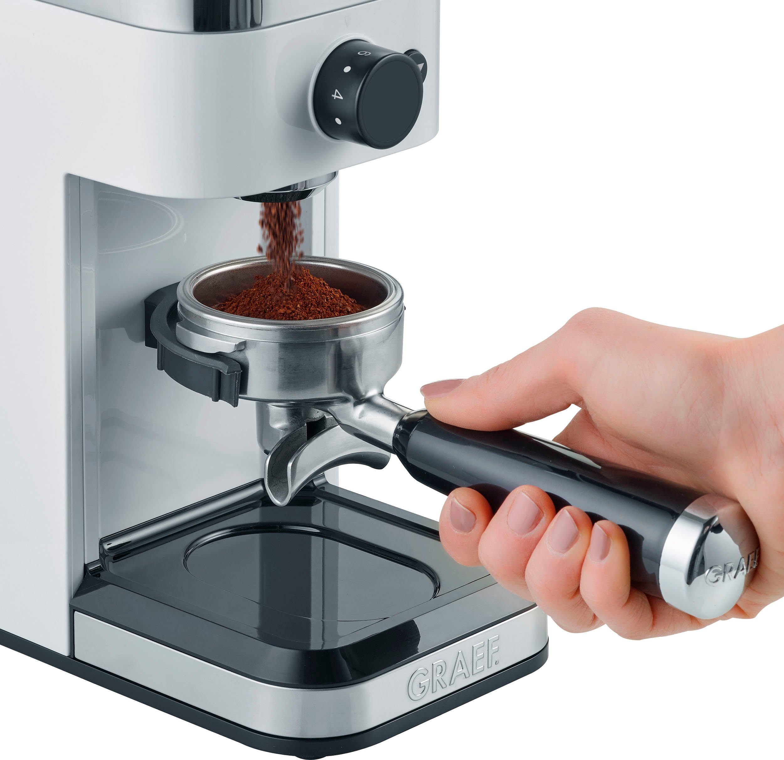 Graef Kaffeemühle CM 501, 135 W, Kegelmahlwerk, 300 g Bohnenbehälter, 140 individuelle Mahlgradeinstellungen