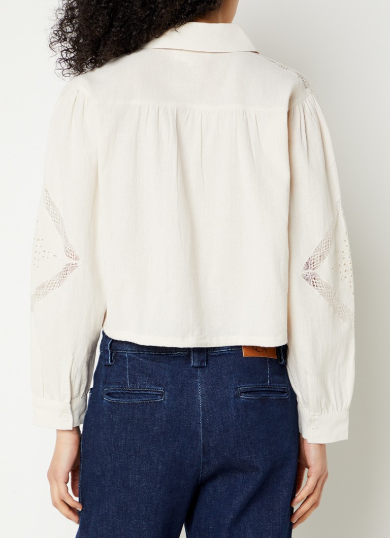 ba&sh Emily cropped blouse with openwork design