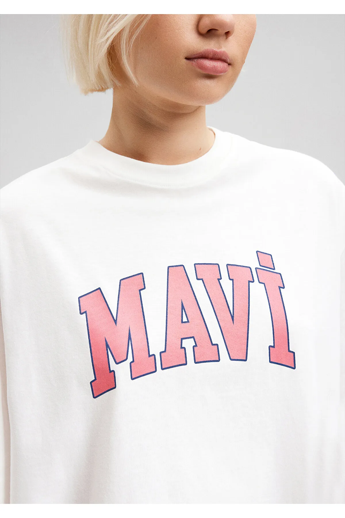 Mavi  Weißes T-Shirt mit Logo-Print, Übergröße/weiter Schnitt 1600843-80194